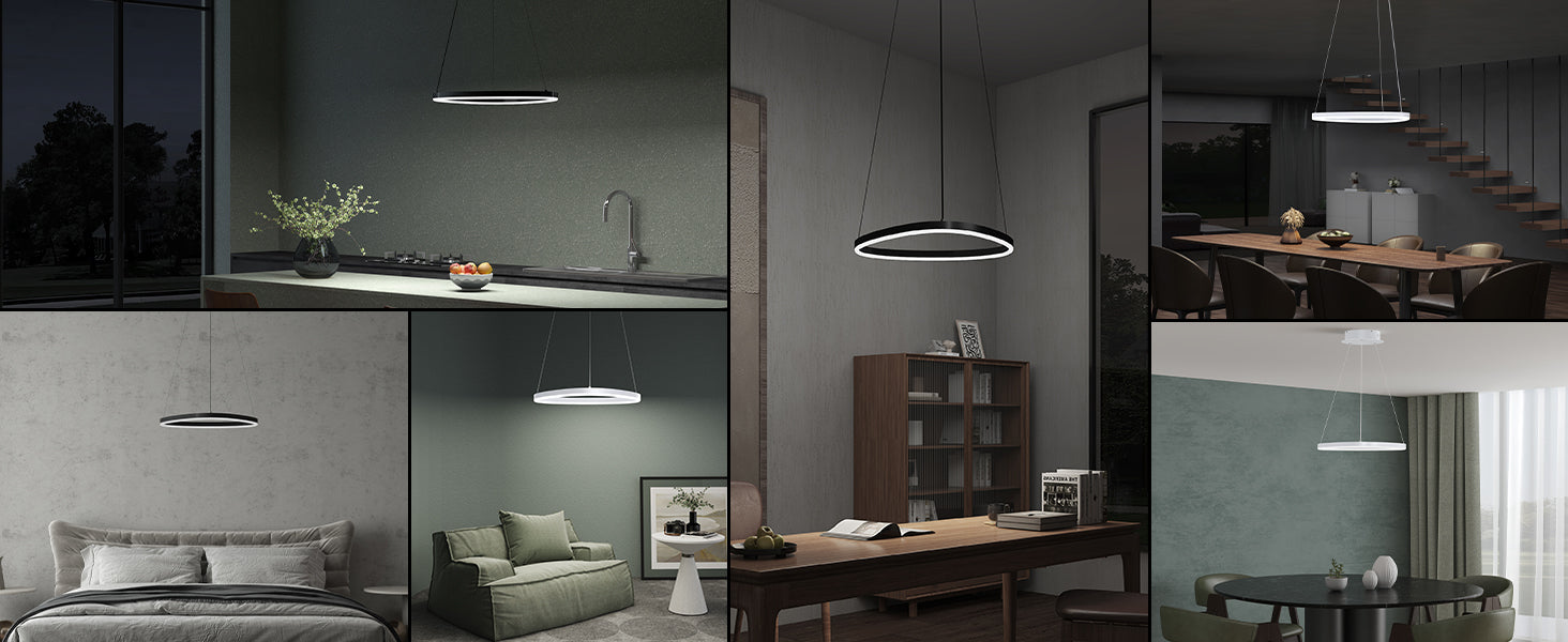 Glasvilla Design – Lámpara colgante LED 50 cm con diseño ondulado, regulable 3000K–6000K (16W)