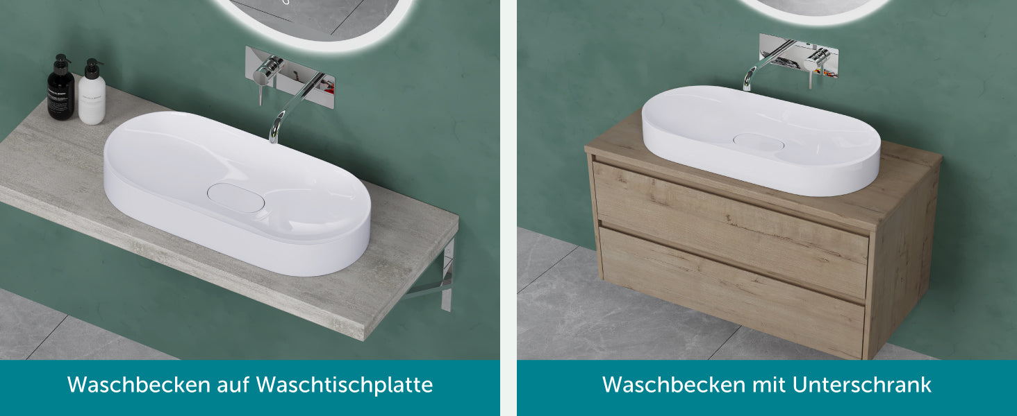 Lavabo Glasvilla, vasque à poser, en matériau minéral moulé avec nano-étanchéité Col826