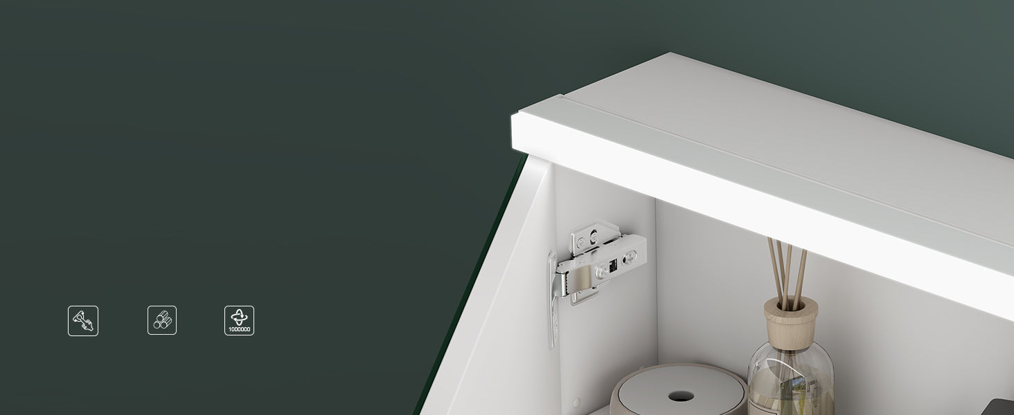 glasvilla Spiegelschrank Bad mit LED Beleuchtung Badezimmerschrank Hängeschrank Badezimmerspiegel Spiegelschrank-03