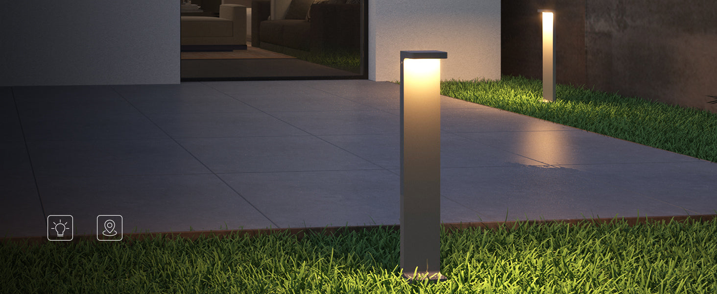 glasvilla Außenleuchte 10x6x60cm IP65 Wegeleuchte Außen | Pollerleuchte für Garten, 3000K Stehlampe Gartenlampe | Außenlampe Standleuchte 6W LumaTorch