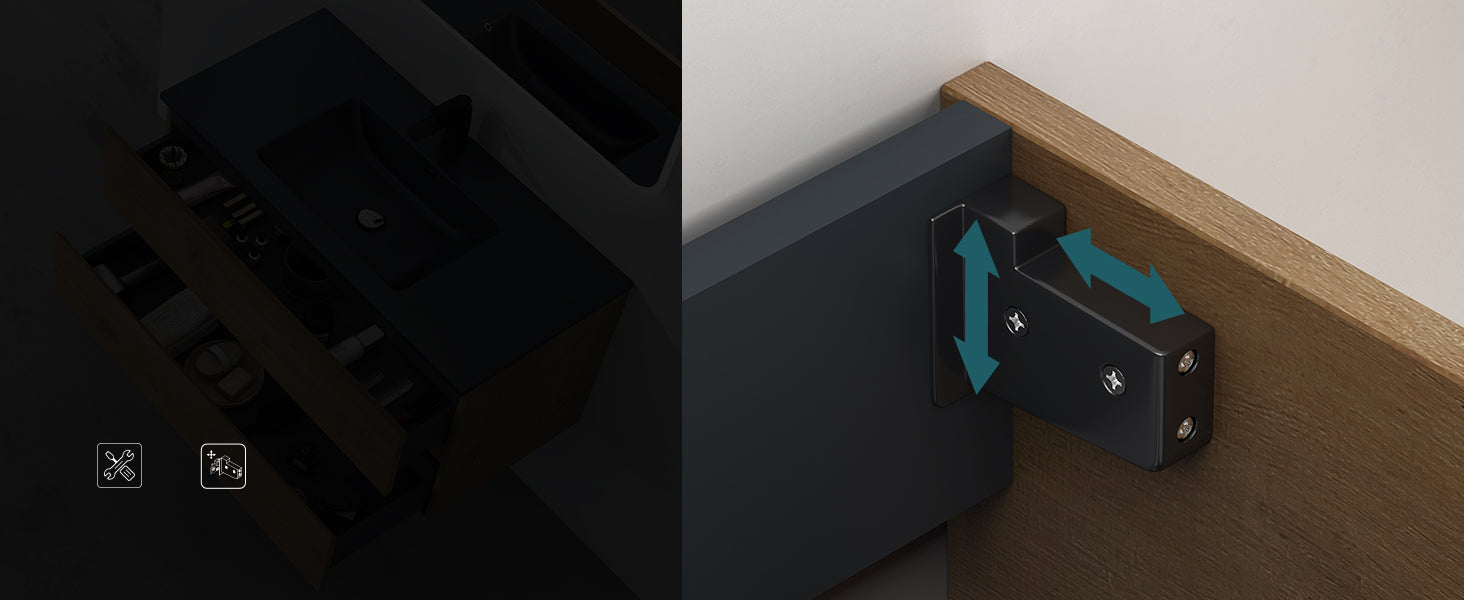 glasvilla Ensemble de Meubles de Salle de Bain | Meuble Sous-Vasque avec Meuble Bas | Vasque en Solid Surface Anthracite | 2 Tiroirs à Fermeture Amortie Aqualis
