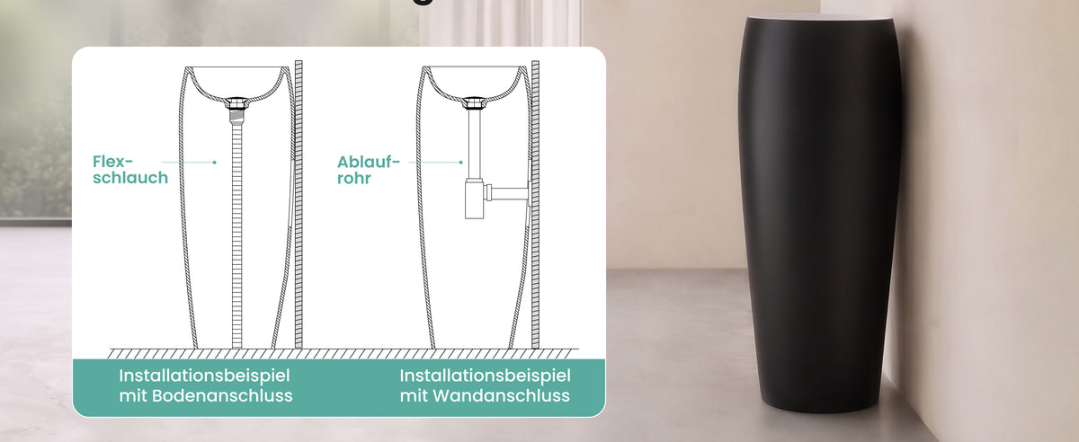 glasvilla Design Standwaschbecken freistehend Col32 aus Mineralguss Waschtisch Standwaschbecken