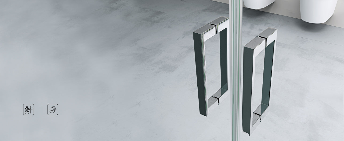 glasvilla Duschtür Nischentür dusche Duschabtrennung Duschkabine Schwingtür 180° Doppeltür 6mm ESG Nano-Beschichtung Klarglas/Satiniert Streifen/Vollsatiniert mit Hebe- und Senkmechanismus Teramo24K+MS+VS