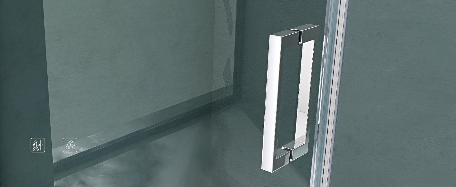 glasvilla Duschtür Nischentür Dusche Duschabtrennung Duschkabine Schwingtür 180° ESG-Sicherheitsglas mit Hebe- und Senkmechanismus Klarglas und Satiniert Streifen Teramo24K+MS D Neu