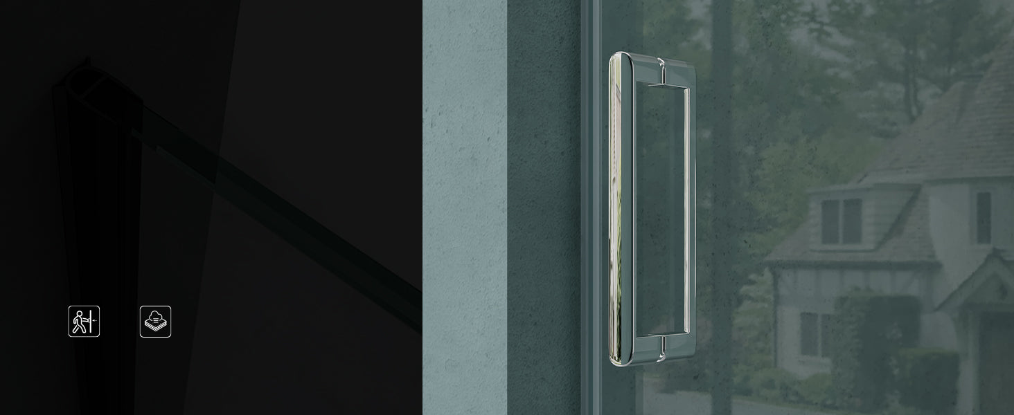 glasvilla Duschtür Nischentür dusche Duschabtrennung Duschkabine 8mm Sicherheitsglas mit Nanobeschichtung Schiebetür Höhe:195cm Teramo04