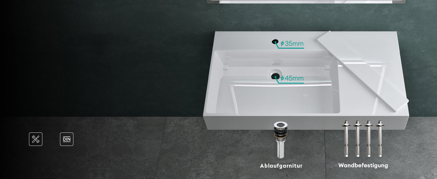 glasvilla Lavabo da Appoggio Lavandino Bagno Sospeso da Marmo Fuso Col12