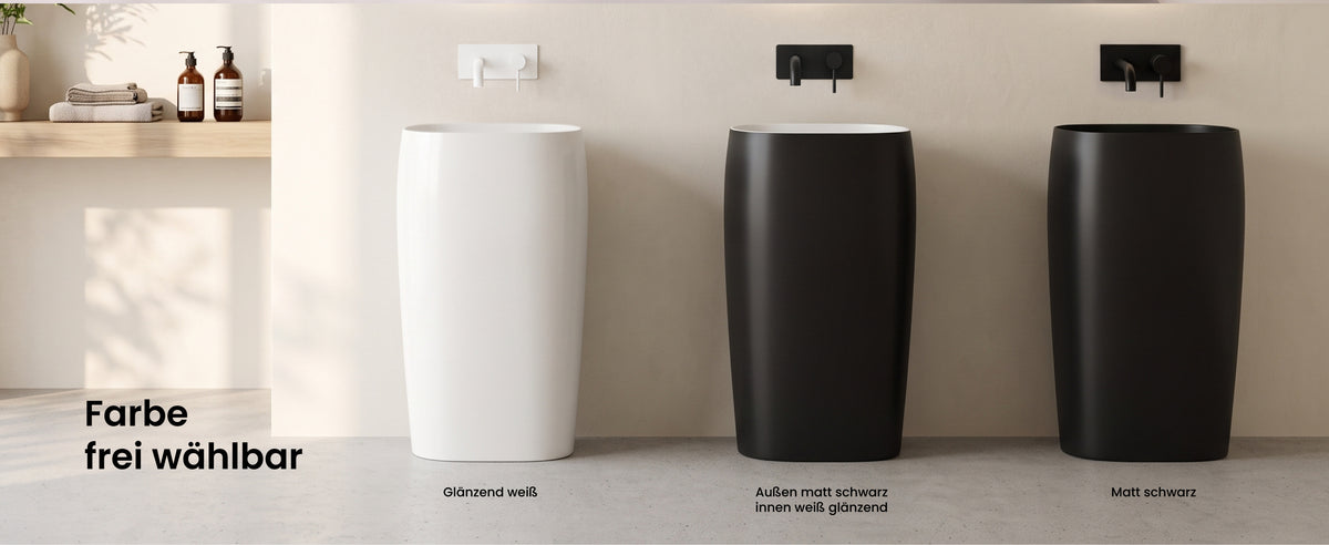 glasvilla Design Standwaschbecken freistehend Col32 aus Mineralguss Waschtisch Standwaschbecken