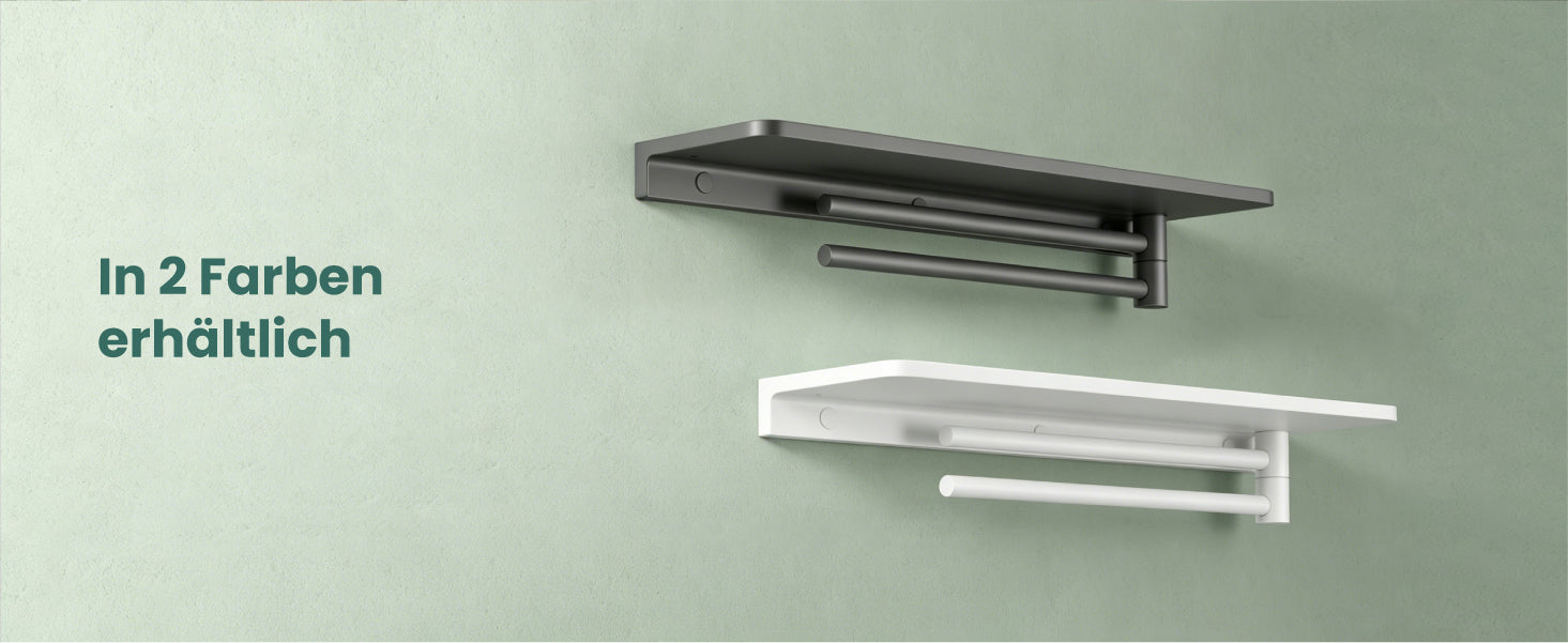 glasvilla Duschablage zum Bohren, Duschregal mit 2 Handtuchstangen aus Aluminiumlegierung, Badezimmerablage zur Wandmontage, Badezimmer Organizer  Reglo-19