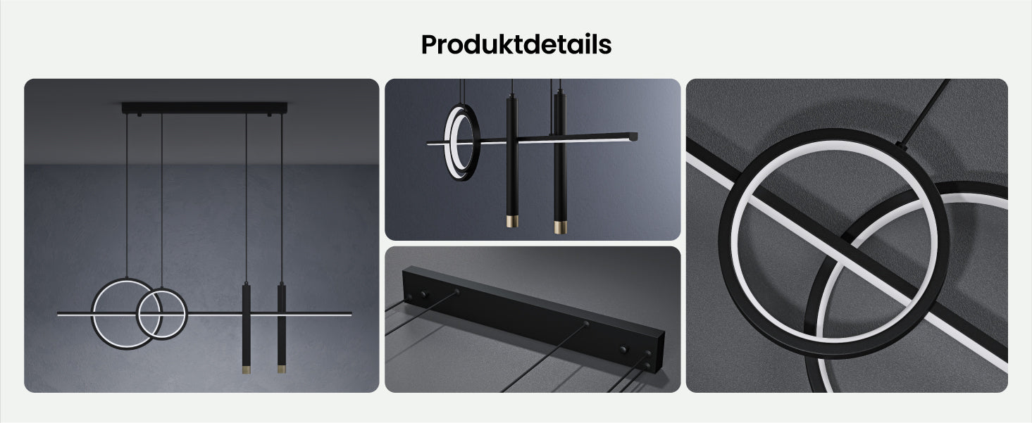 lampara colgante glasvilla 100cm LED diseño lineal 3000K/4000K/6000K cable ajustable 38W lámpara colgante para comedor sala de estar dormitorio