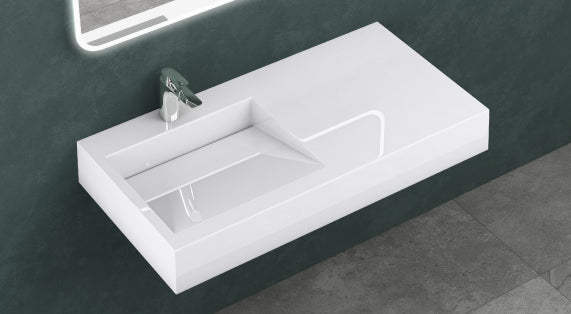 glasvilla Lavabo da Appoggio da Marmo Fuso Lavabo Bagno Sospeso Lavandino Bagno Rettangolare Col11