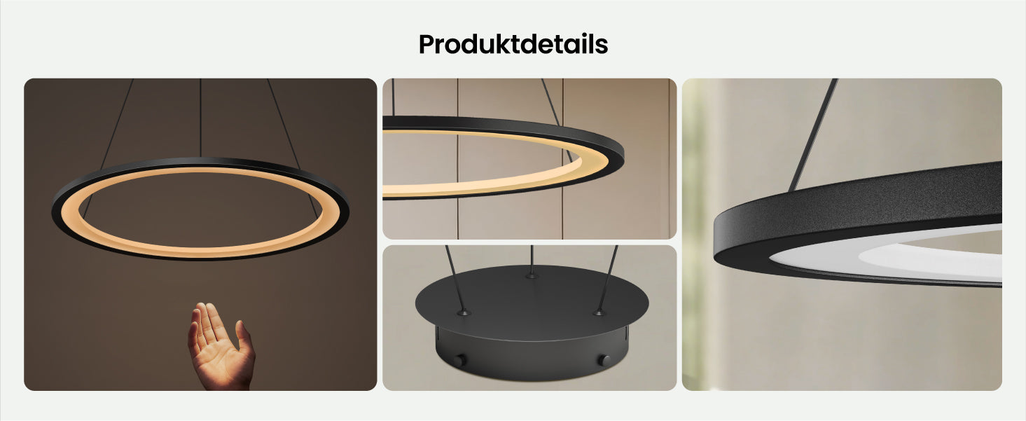 glasvilla Suspension luminaire de table à manger, lampe à suspendre LED, intensité variable en continu 3000K–6000K, lampe de table à manger réglable en hauteur avec télécommande et interrupteur mural Luvina01