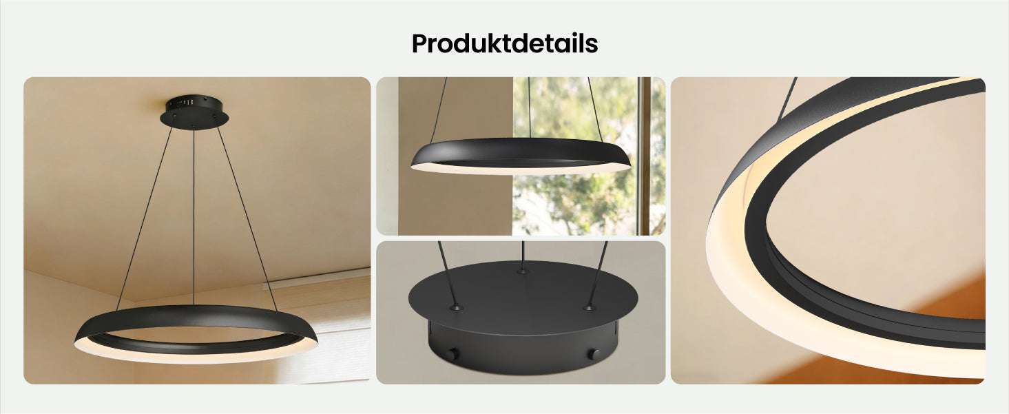 glasvilla Suspension Luminaire de Salle à Manger, Lampe Suspendue LED Moderne, Intensité Variable en Continu 3000K–6000K, Lampe de Table à Manger Design 20W Réglable en Hauteur avec Télécommande & Interrupteur Mural, Luvina04