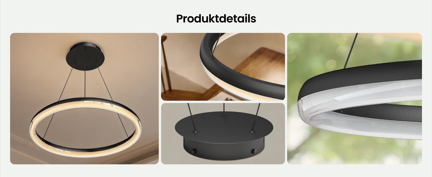 glasvilla Lampadario a Sospensione, Lampada 3000-6000K con Filo 110 CM, Altezza Regolabile, Lampada da Soffitto a Sospensione per Camera da Letto e Soggiorno, Luvina05
