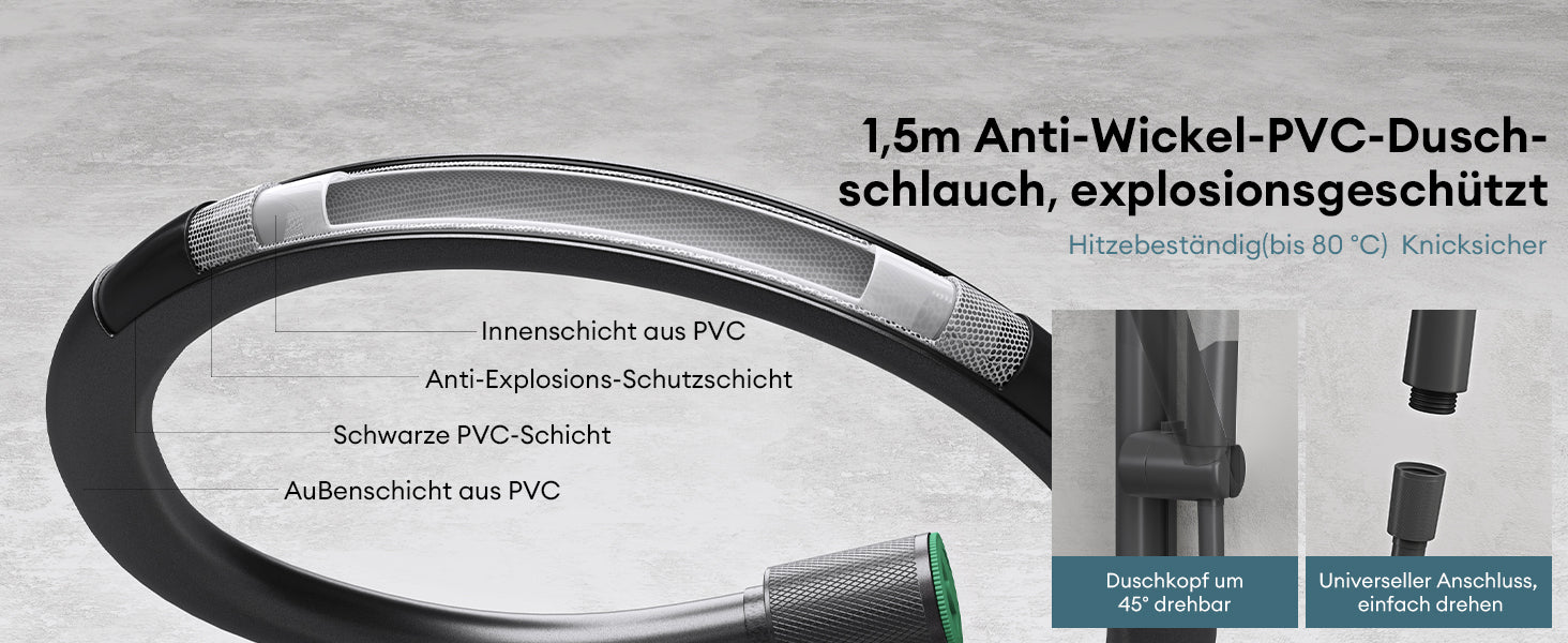 glasvilla Duschsystem mit Thermostat, Duscharmatur Komplettset mit Sicherheitsverriegelung, 3 Strahlarten höhenverstellbar Duschbrause mit Unterauslauf aus Messing  Duschsystem9