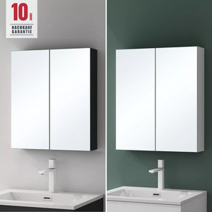 Glasvilla Armario Espejo de Baño con Puertas Sin Marco y Estantes Ajustables – Spiegelschrank 02