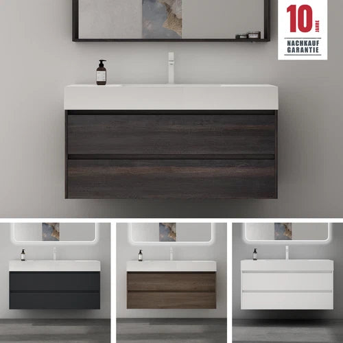 Ensemble de meubles de salle de bain Glasvilla avec meuble sous-vasque 120 x 48 x 63 cm avec 2 tiroirs et vasque profonde