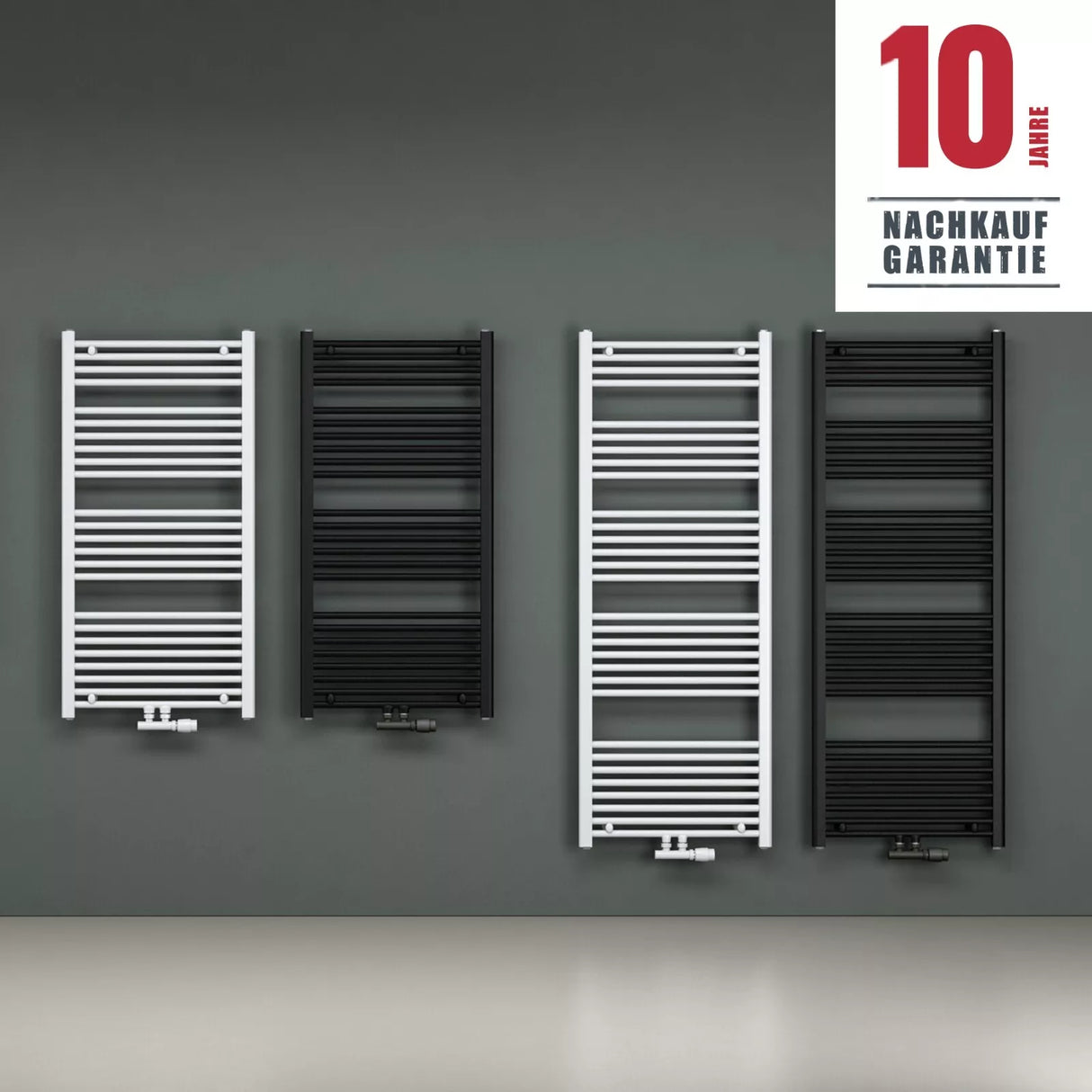radiateur de salle de bain design glasvilla raccordement latéral et raccordement central sèche-serviettes radiateur tubulaire chauffage de salle de bain RHE
