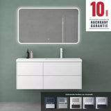 Ensemble de meubles de salle de bain Glasvilla, meuble sous-vasque de 120 cm, meuble sous-vasque avec meuble bas à fermeture amortie, 4 tiroirs, meuble de salle de bain Moment