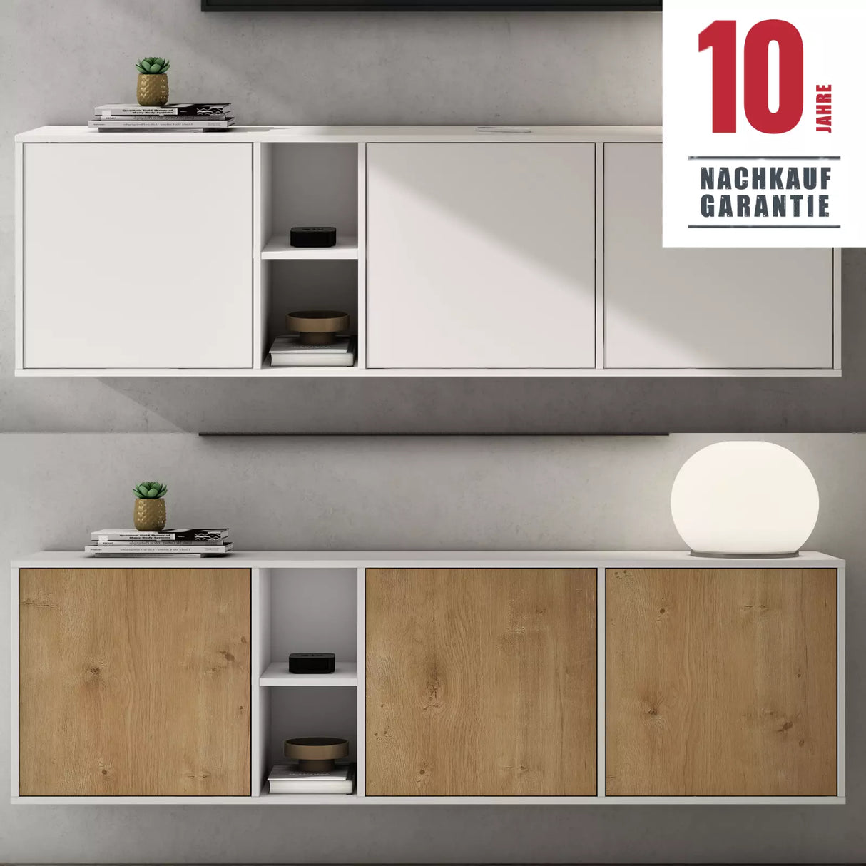 Meuble de rangement Glasvilla avec 3 portes et 2 compartiments, commode, buffet, beaucoup d'espace de rangement pour le salon Schrank02