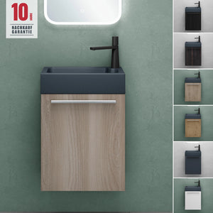 glasvilla Badmöbelset Badezimmermöbel Waschbeckenunterschrank inkl. Waschbecken Anthrazit matt und LED-Badspiegel BxTxH 46x26x63 cm Pisa