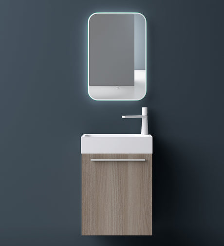 Ensemble de meubles de salle de bain Glasvilla Petit meuble sous-vasque 46 cm Meuble bas avec vasque blanche en fonte minérale pour WC invités Pisa